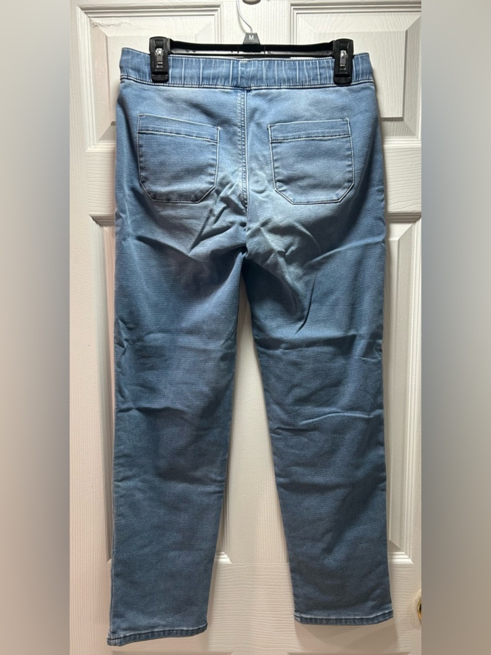 Juniors Blue Pull-On Stretch Jeans with Drawstring - Picture 4 of 6